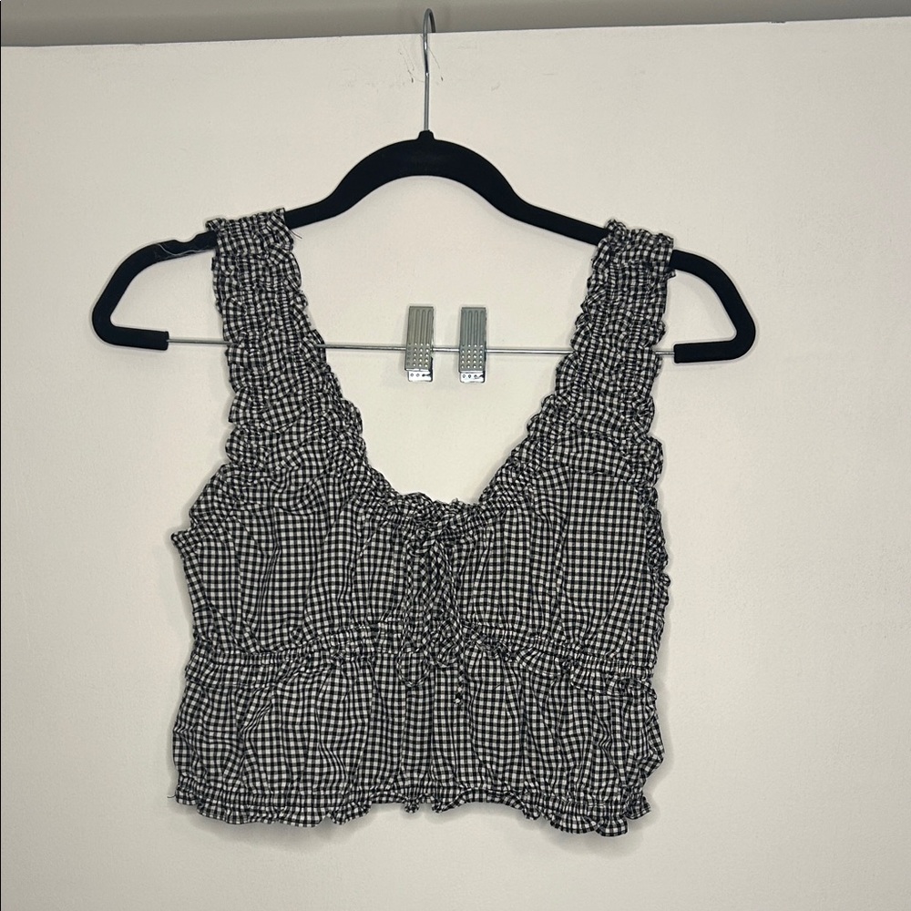 HYFVE Black and White Checkered Crop Top